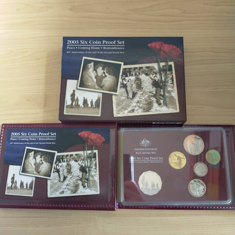Australia 2005 Royal Australian Mint Proof Year Coin Set 60th Anniversary End of WWII