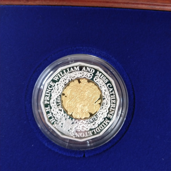 Australia 2011 Royal Australian Mint Fifty Cents 50c Royal Wedding Gold Plated Silver Proof Coin Set