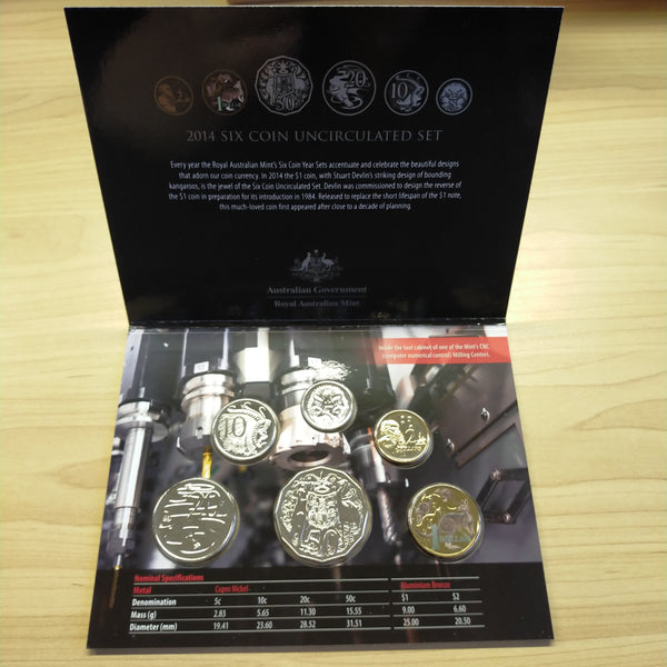 Australia 2014 Royal Australian Mint Uncirculated Year Coin Set With special coloured dollar which is unique to this set
