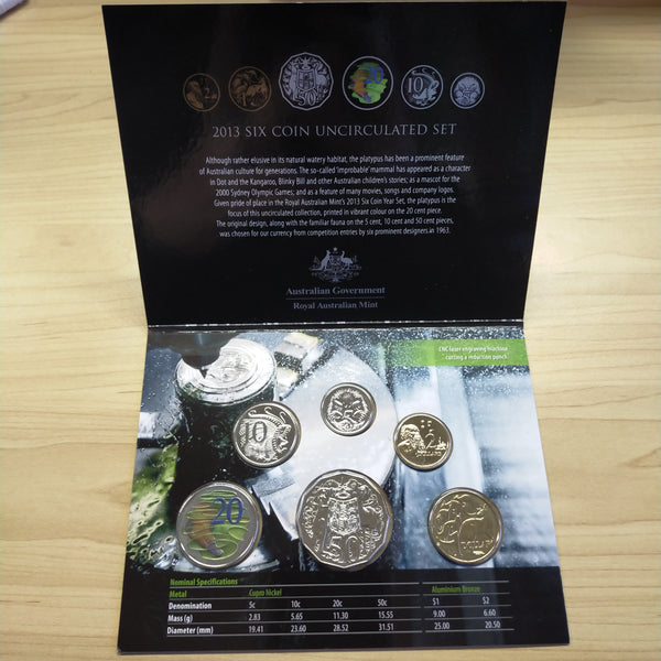 Australia 2013 Royal Australian Mint Uncirculated Year Set With special coloured 20c which is unique to this set