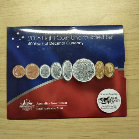 Australia 2006 Royal Australian Mint World Money Fair Berlin Overprint Uncirculated Year Coin Set