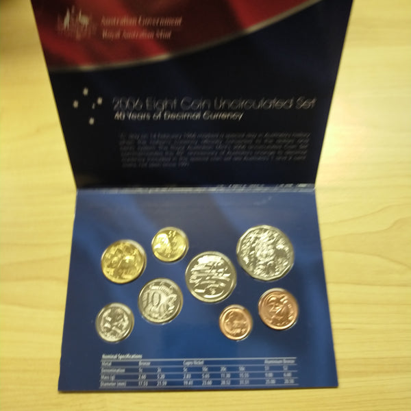 Australia 2006 Royal Australian Mint Uncirculated Year Coin Set 40 Years of Decimal Currency