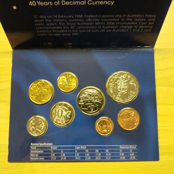 Australia 2006 Royal Australian Mint Uncirculated Year Coin Set 40 Years of Decimal Currency