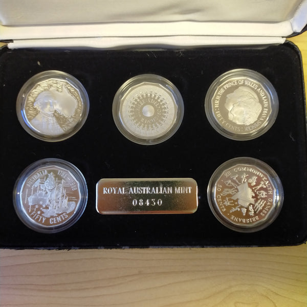 Australia 1989 Royal Australian Mint Masterpieces In Silver 5 Coin Set