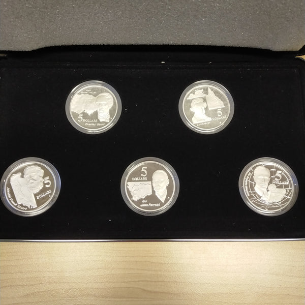 Australia 1994 Royal Australian Mint Masterpieces In Silver The Explorers 5 Coin Set