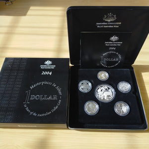 Australia 2004 Royal Australian Mint $1 Masterpieces In Silver 20 Years of the Australian Dollar Coin 6 Coin Set