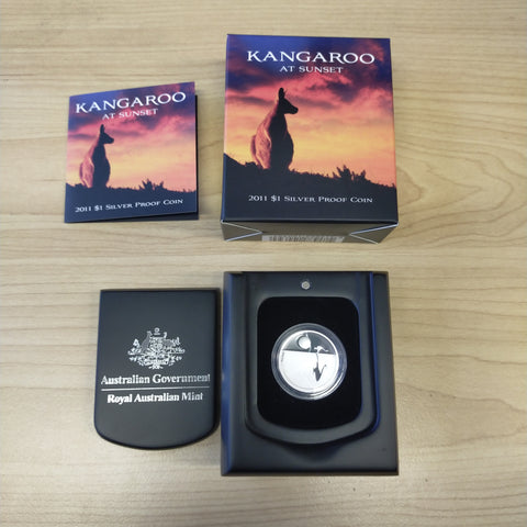 Australia 2011 Royal Australian Mint $1 Kangaroo At Sunset Silver Proof Coin