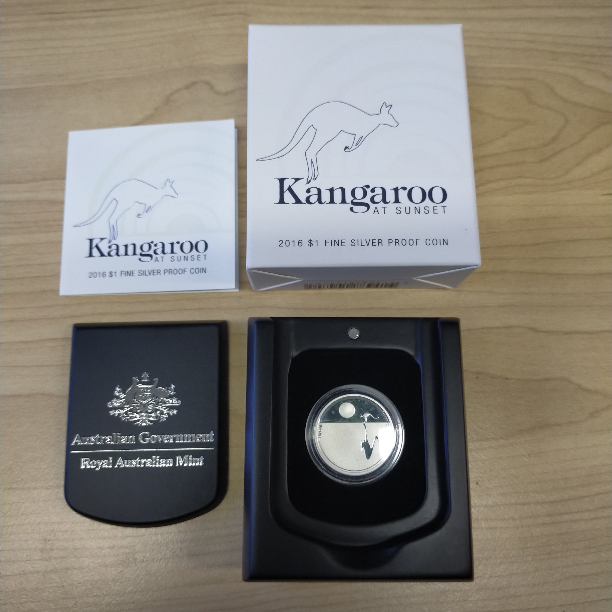 Australia 2016 Royal Australian Mint $1 Kangaroo At Sunset Silver Proof Coin