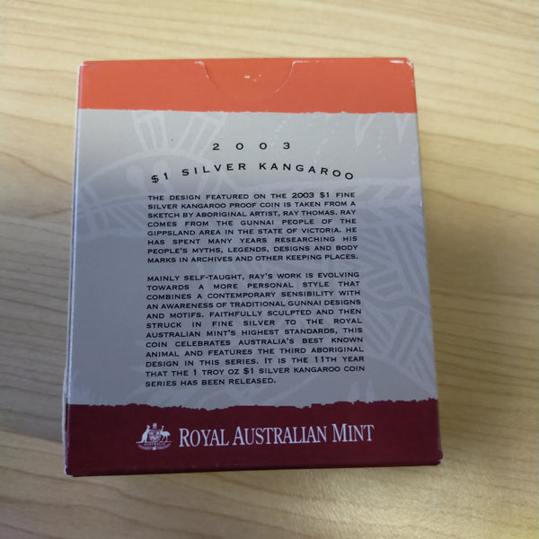 Australia 2003 Royal Australian Mint $1 Kangaroo Silver Proof Coin