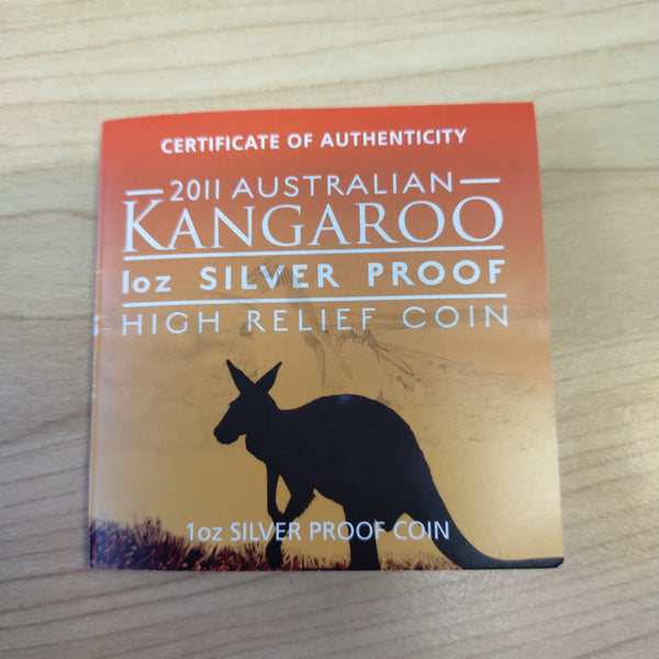 Australia 2011 Royal Australian Mint $1 Kangaroo Silver Proof High Relief Coin CERTIFICATE ERROR