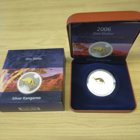 Australia 2006 Royal Australian Mint  $1 Kangaroo Gold Plated Silver Proof Coin