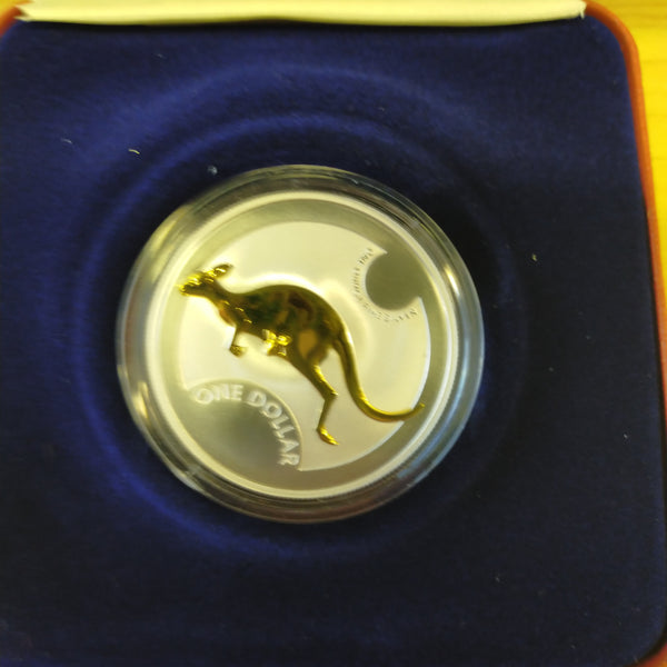 Australia 2006 Royal Australian Mint  $1 Kangaroo Gold Plated Silver Proof Coin