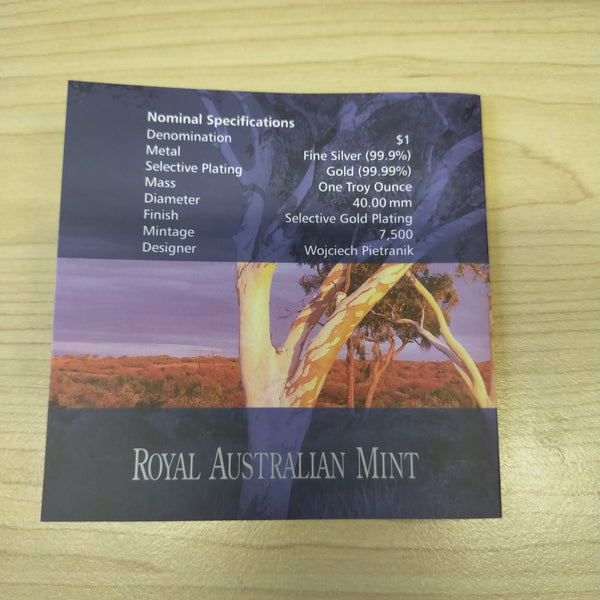 Australia 2006 Royal Australian Mint  $1 Kangaroo Gold Plated Silver Proof Coin