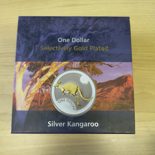 Australia 2006 Royal Australian Mint  $1 Kangaroo Gold Plated Silver Proof Coin