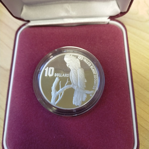 Australia 1997 Royal Australian Mint $10 Australia's Endangered Species Red-Tailed Black Cockatoo Silver Piedfort Proof Coin