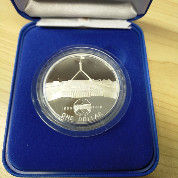 Australia 1998 Royal Australian Mint $1 New Parliament House 10 Years On subscription 1oz Silver Proof Coin