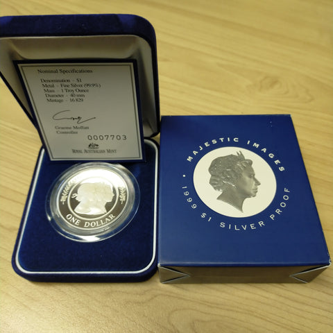 Australia 1999 Royal Australian Mint $1 Majestic Images Queen Elizabeth 1oz Silver Proof Coin