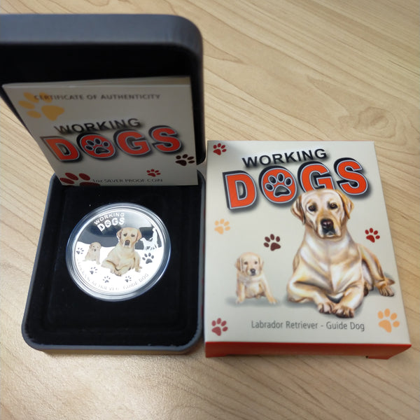 Tuvalu 2010 Perth Mint Working Dogs Labrador Retriever 1oz $1 Silver Proof Coin