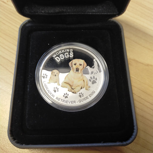 Tuvalu 2010 Perth Mint Working Dogs Labrador Retriever 1oz $1 Silver Proof Coin