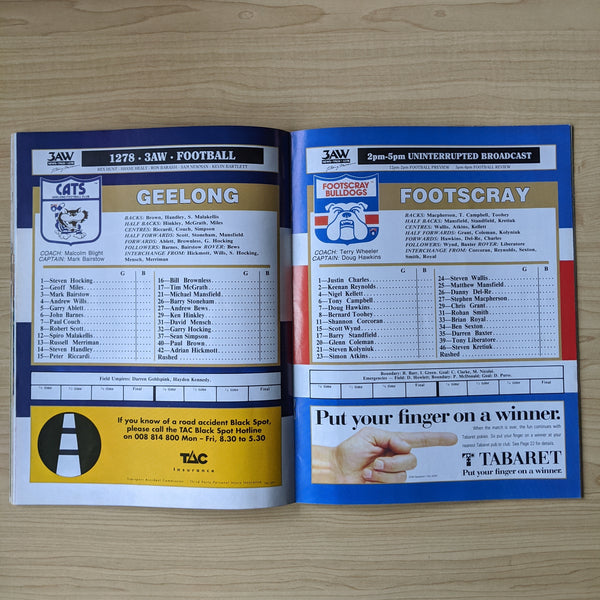 AFL 1992 Qualifying Final Geelong v Footscray September 6th 1992 Vol.81 No. 25...