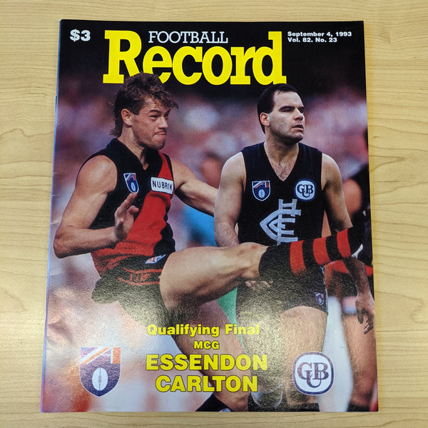 AFL 1993 Essendon v Carlton Qualifying Final Football Record