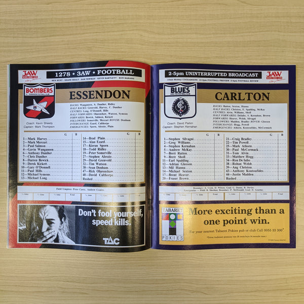 AFL 1993 Essendon v Carlton Qualifying Final Football Record