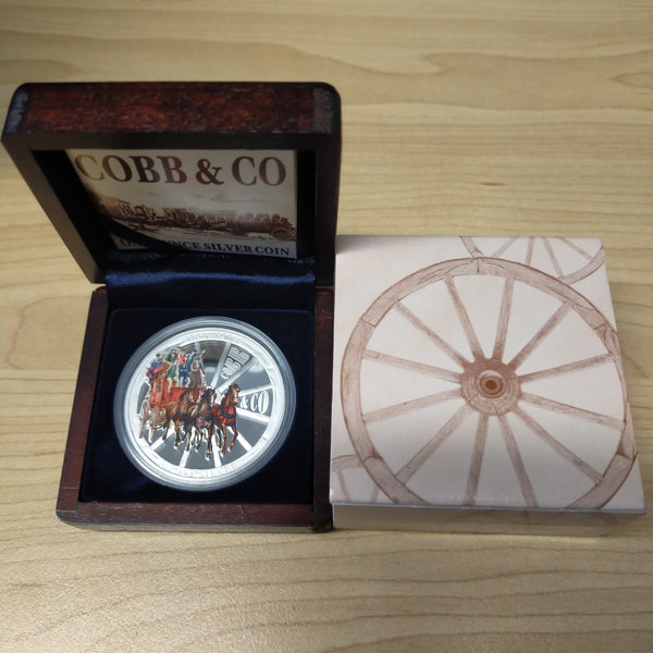 Australia 2004 Perth Mint 150th Anniversary Cobb & Co 1oz $1 Proof Silver Coin