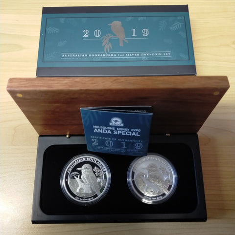 Australia 2019 Perth Mint Australian Kookaburra ANDA Special Edition 2 x 1oz $1 Proof Silver Coins