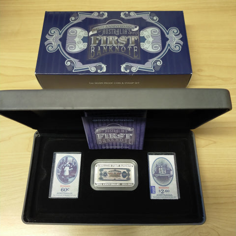 Australia 2013 Perth Mint 100th Anniversary of Australia's First Banknote 1oz $1 Proof Silver Coin and Stamp Set