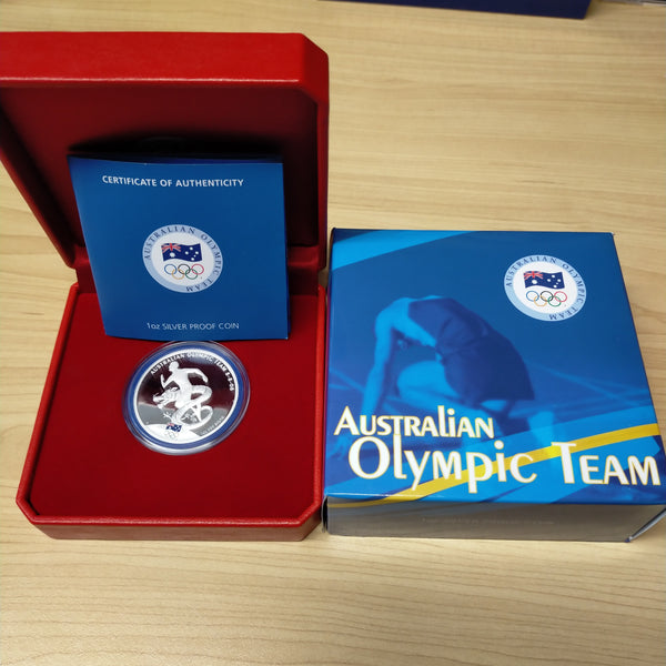 Australia 2008 Perth Mint Australian Olympic Team 1oz $1 Proof Silver Coin