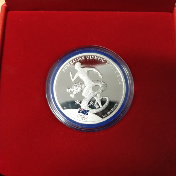 Australia 2008 Perth Mint Australian Olympic Team 1oz $1 Proof Silver Coin