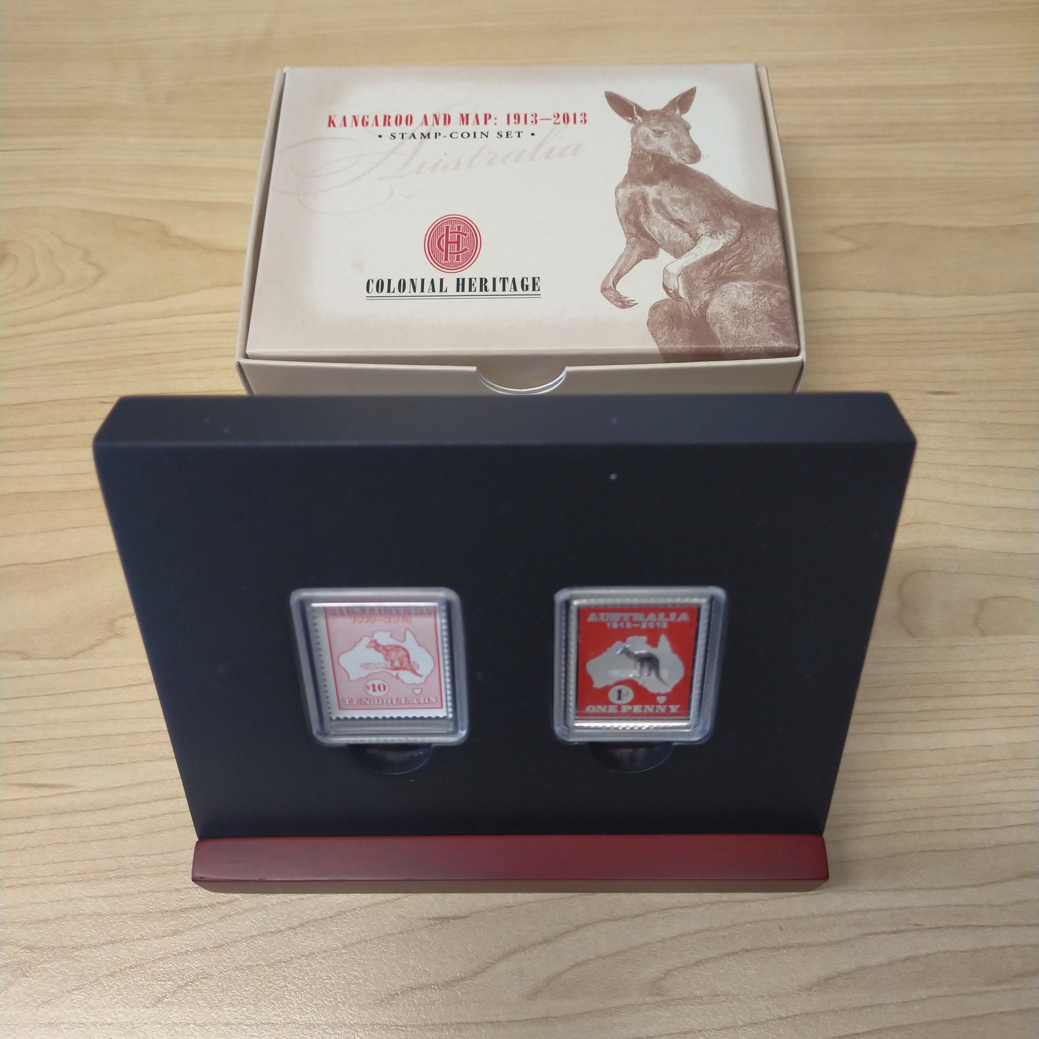 Australia 2013 Perth Mint Australia Post $10 Kangaroo and Map 1/2oz .999 Proof Silver Coin and Stamp Set