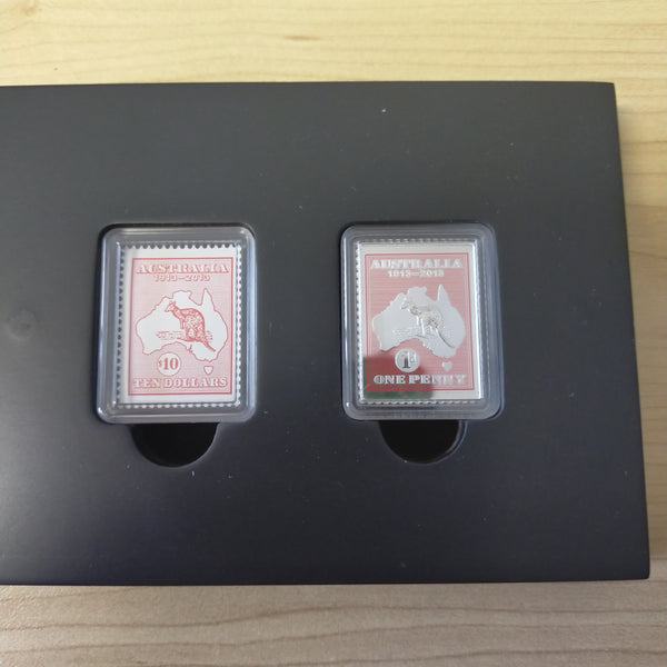 Australia 2013 Perth Mint Australia Post $10 Kangaroo and Map 1/2oz .999 Proof Silver Coin and Stamp Set