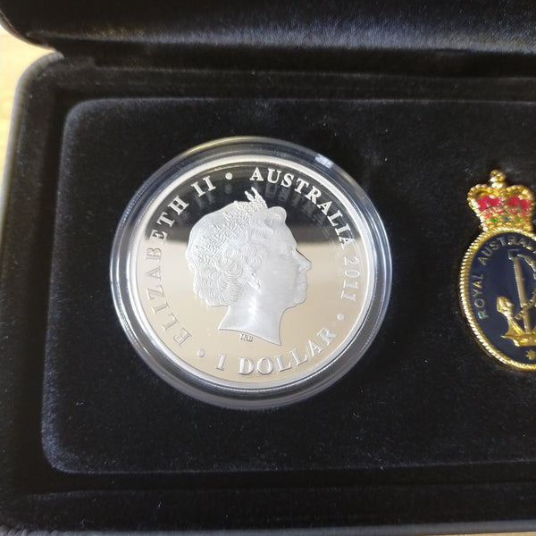 Australia 2011 Perth Mint $1 Royal Australian Navy 100 Years 1oz Proof Silver Coin and Badge Set