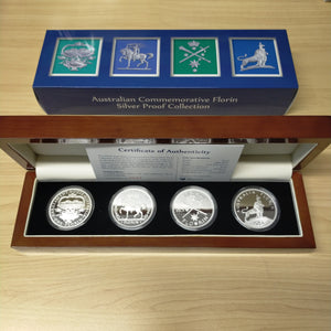 Australia 2011 Perth Mint Australian Commemorative Florin Silver Proof Coin Collection 4 x 1oz Silver Proof Coins