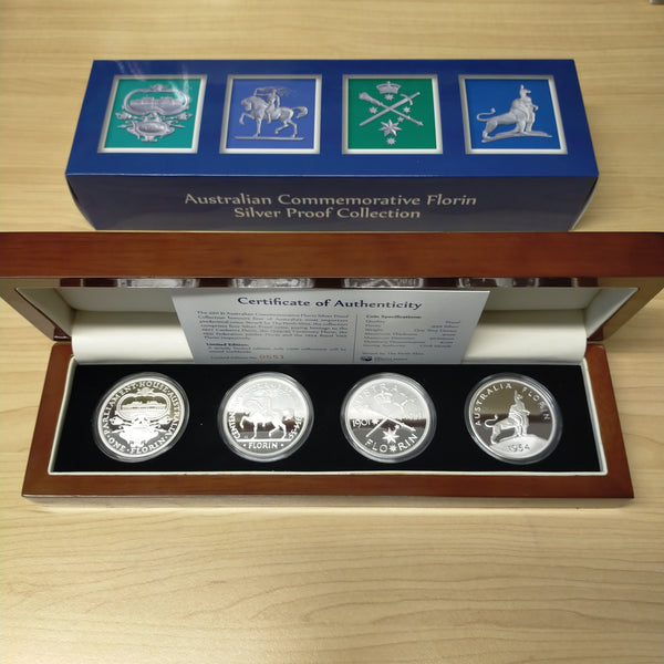 Australia 2011 Perth Mint Australian Commemorative Florin Silver Proof Coin Collection 4 x 1oz Silver Proof Coins