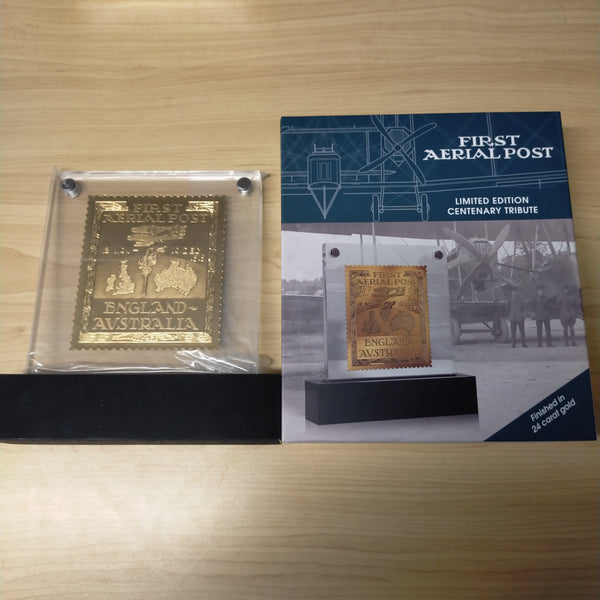 First Aerial Post Vignette Limited Edition 24 Carat Gold Centenary Tribute In Stunning Display Case