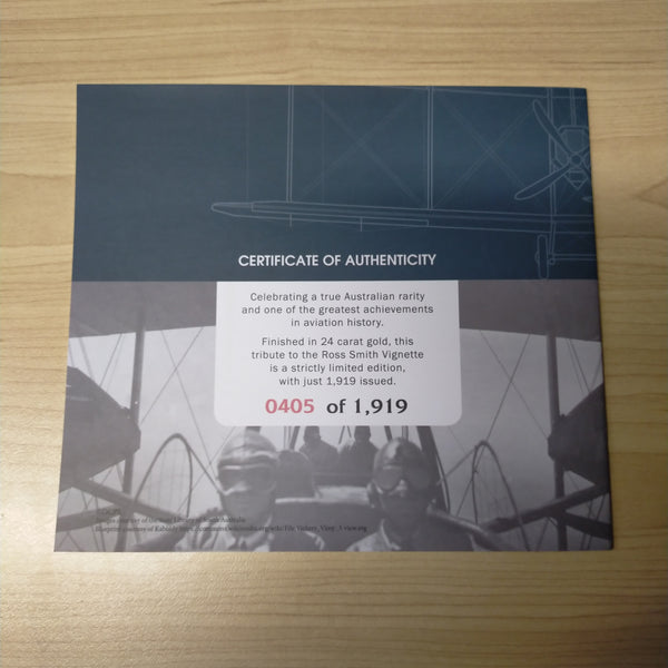 First Aerial Post Vignette Limited Edition 24 Carat Gold Centenary Tribute In Stunning Display Case