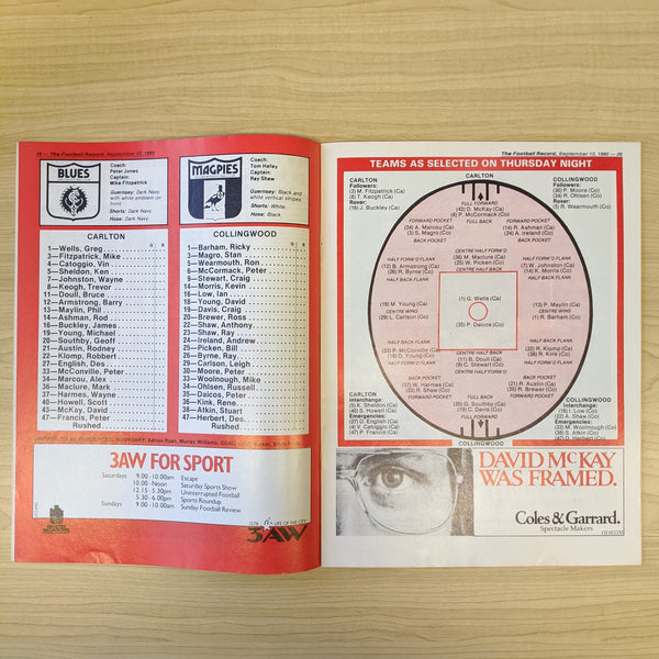 VFL 1980 First Semi Final Carlton v Collingwood Football Record