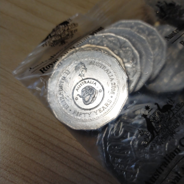 Australia 2016 Royal Australian Mint Changeover 50 Years of Decimal Currency 50c Mint Bag of 20 Uncirculated Coins
