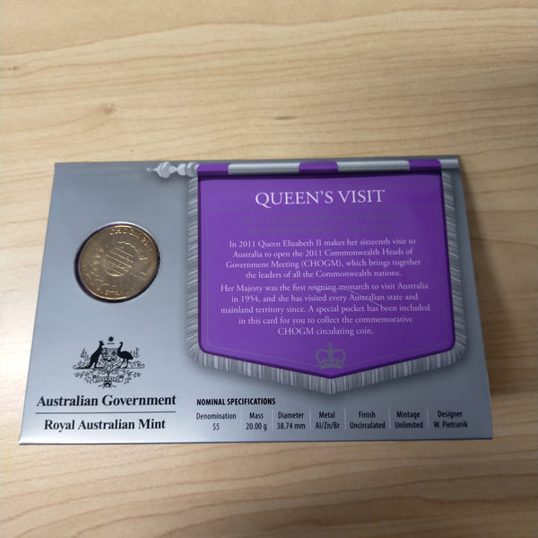 Australia 2011 Royal Australian Mint $1 and $5 Royal Visit Queen Elizabeth 2 Coin Set