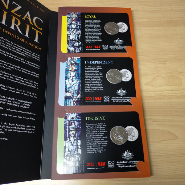 Australia 2018 Royal Australian Mint 50c ANZAC Spirit Values That Defined Our Nation Carded Coin Set In Folder