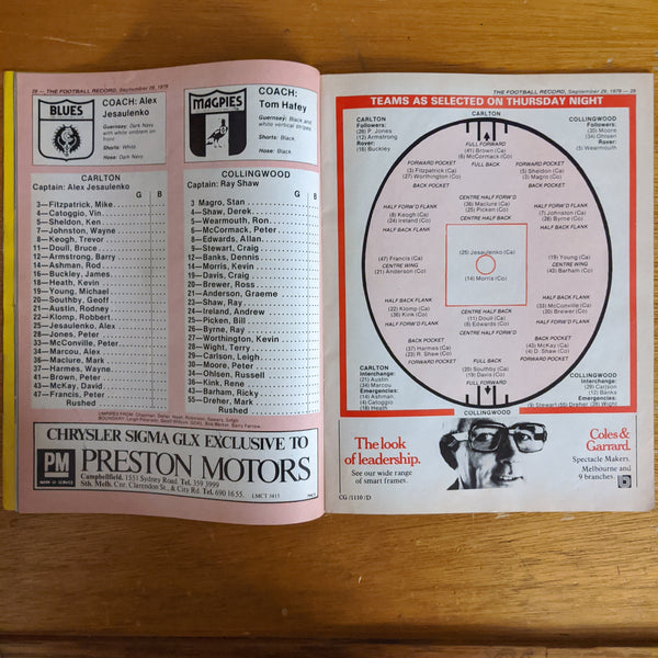 Carlton Vs Collingwood Grand Final 1979 Football Record