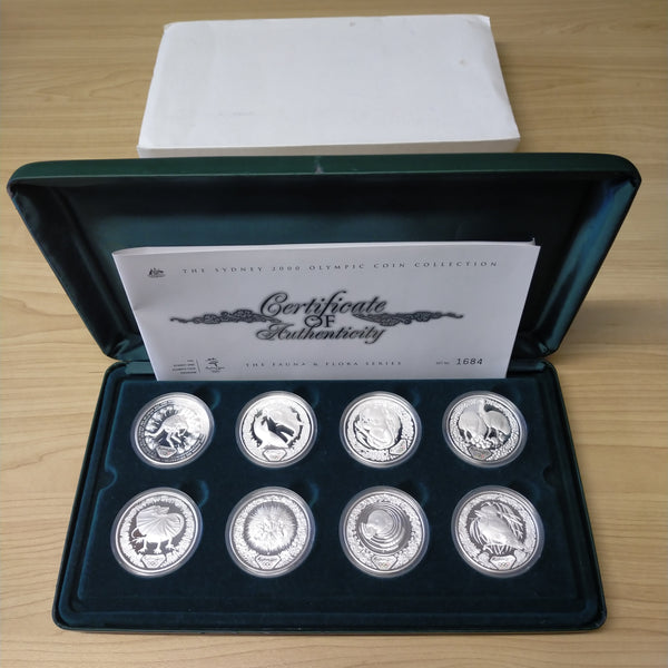 Australia 2000 Royal Australian Mint Perth Mint $5 Sydney Olympics The Flora and Fauna Set Silver Proof 8 Coin Set