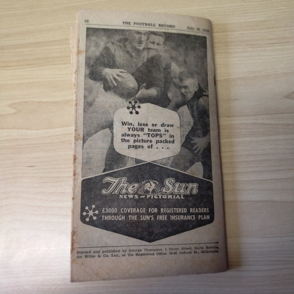 VFL 1959 July 24 Collingwood v Melbourne Football Record