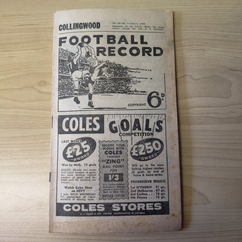 VFL 1959 June 6 Collingwood v Geelong Football Record