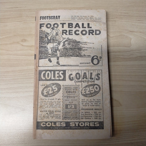 VFL 1959 August 22 Footscray v Collingwood Football Record