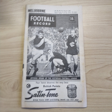 VFL 1967 June 12 Melbourne v South Melbourne Football Record