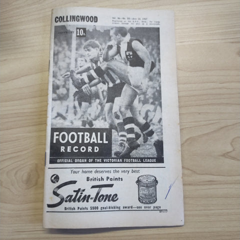 VFL 1967 June 10 Collingwood v Fitzroy Football Record