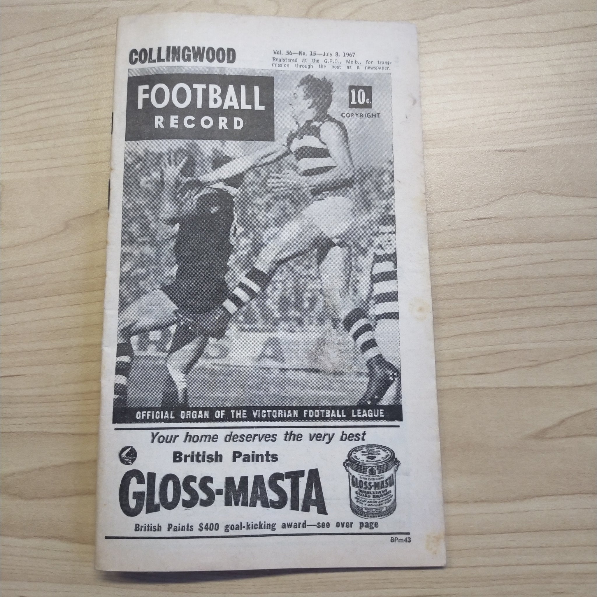 VFL 1967 July 8 Collingwood v Geelong Football Record